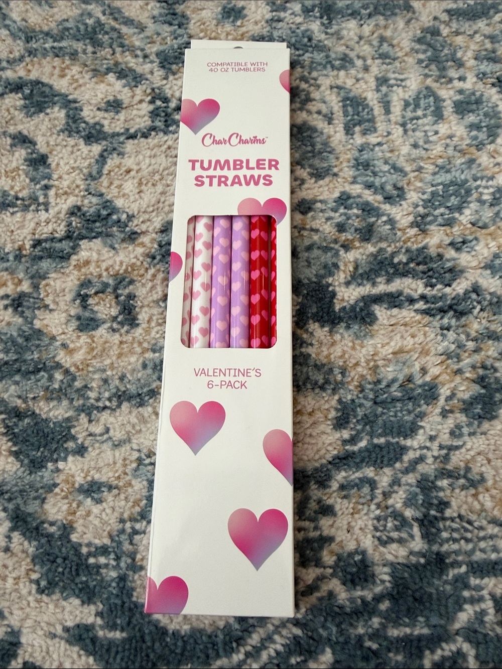 Valentine’s Heart Tumbler Straws - Pink & Red 6-Pack